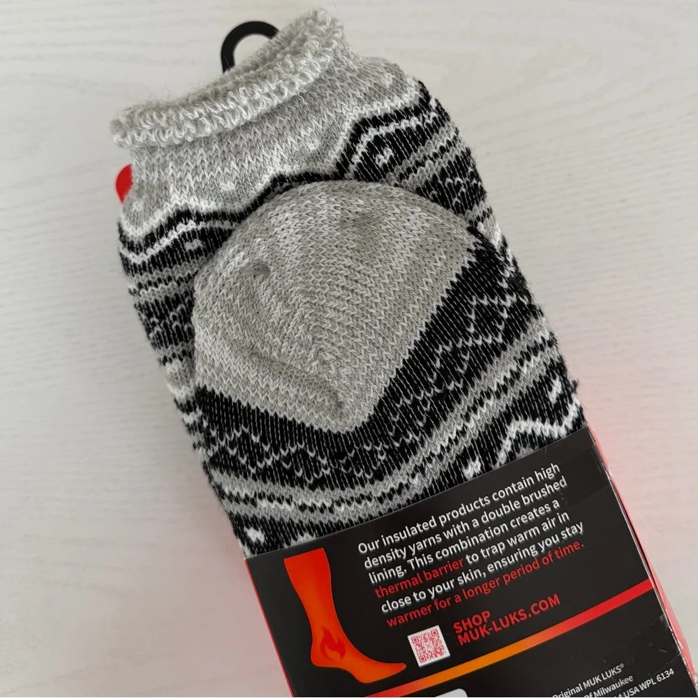 Muk Luks Black and White Snowflake Thermal Socks